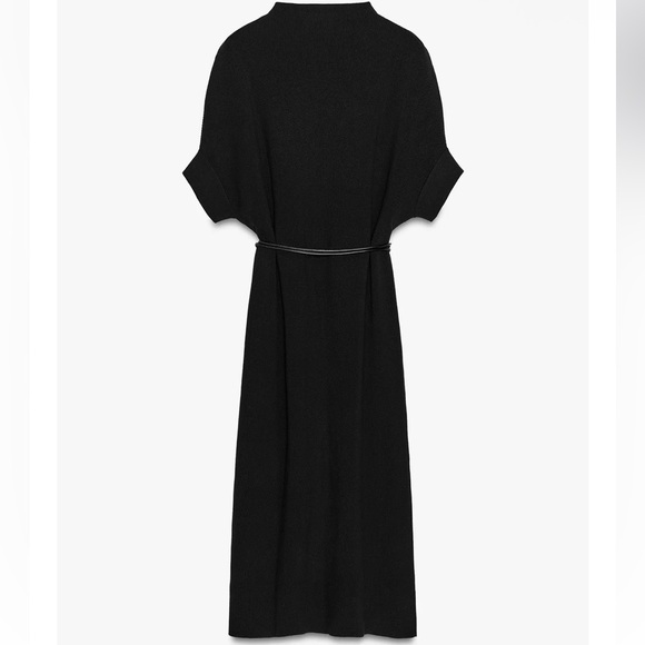 ZARA Women’s Black Knit Belted Dress, M NWT - Picture 8 of 15